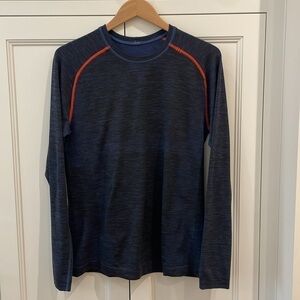 Lululemon Men’s Blue/Black Heathered Long Sleeve Shirt—Great! Excellent Cond. M